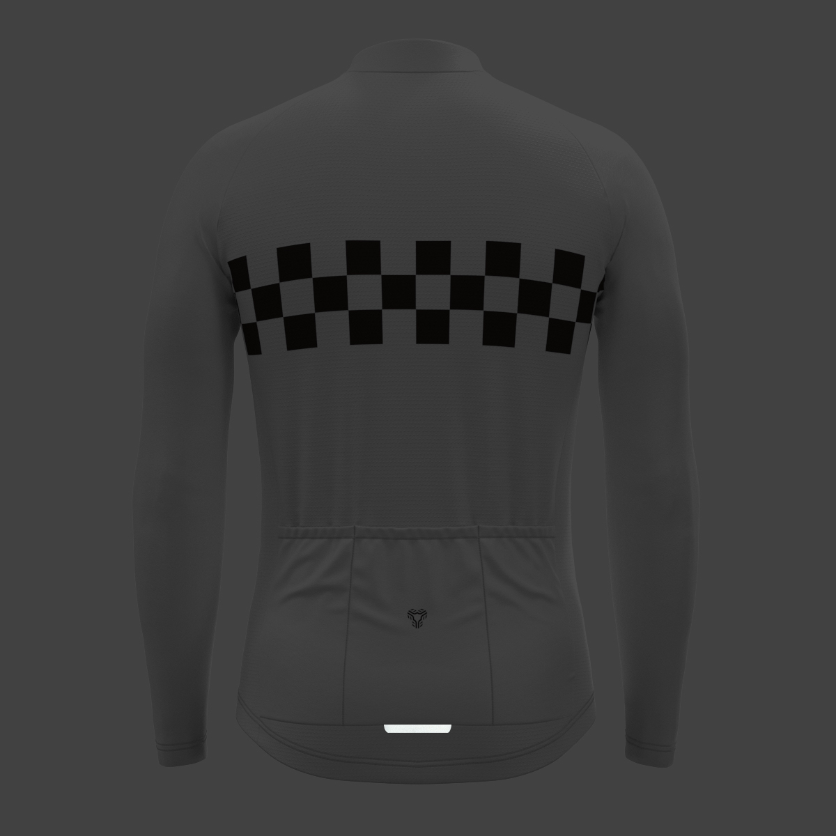 Men's Checkered Flag Retro LS Cycling Jersey - White