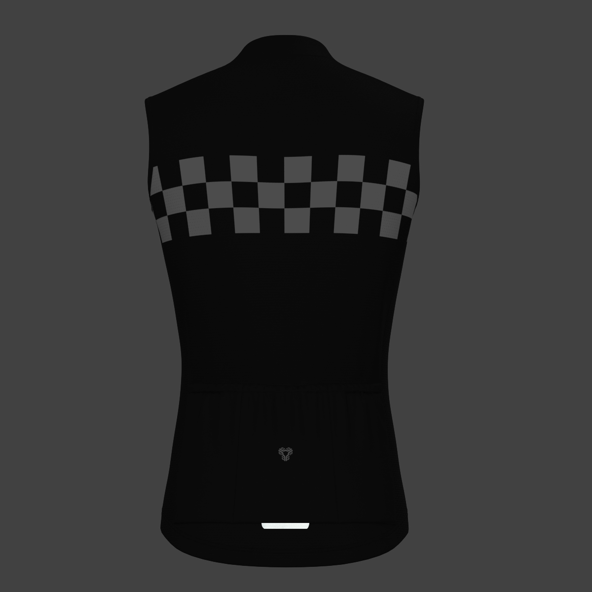 Men's Checkered Flag Retro Sleeveless Cycling Jersey - Black