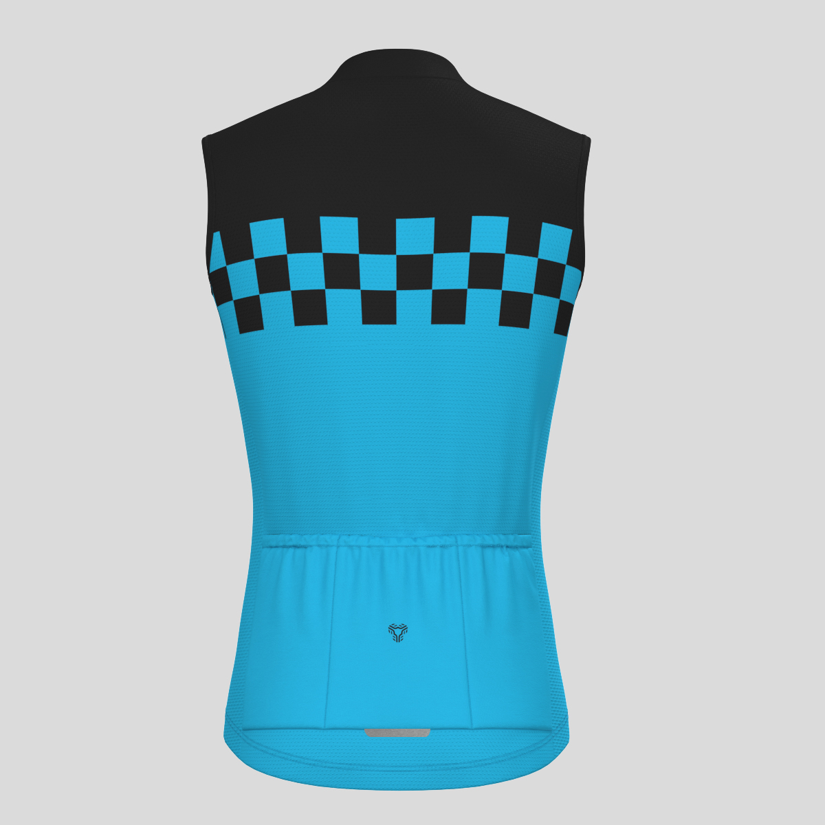 Men's Checkered Flag Retro Sleeveless Cycling Jersey - Blue