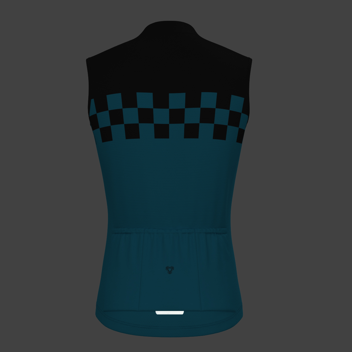 Men's Checkered Flag Retro Sleeveless Cycling Jersey - Blue