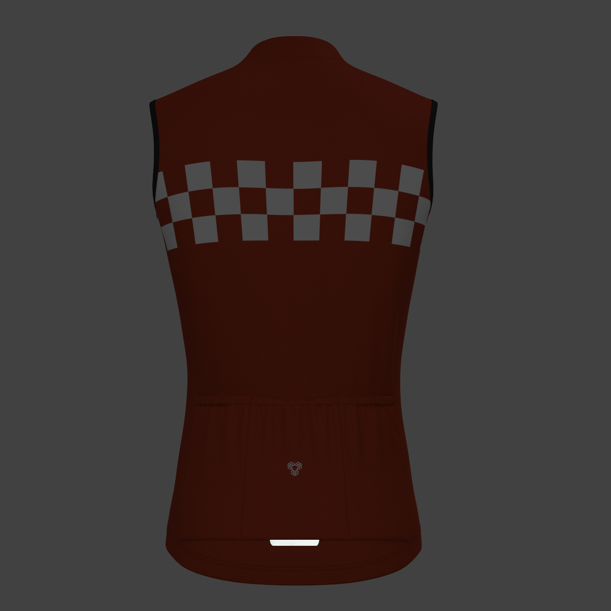 Men's Checkered Flag Retro Sleeveless Cycling Jersey - Brick