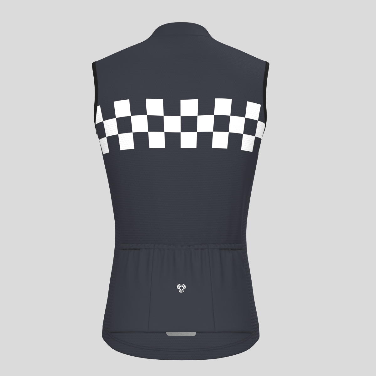 Men's Checkered Flag Retro Sleeveless Cycling Jersey - Graphite