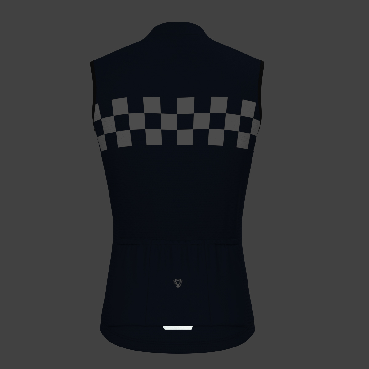 Men's Checkered Flag Retro Sleeveless Cycling Jersey - Navy