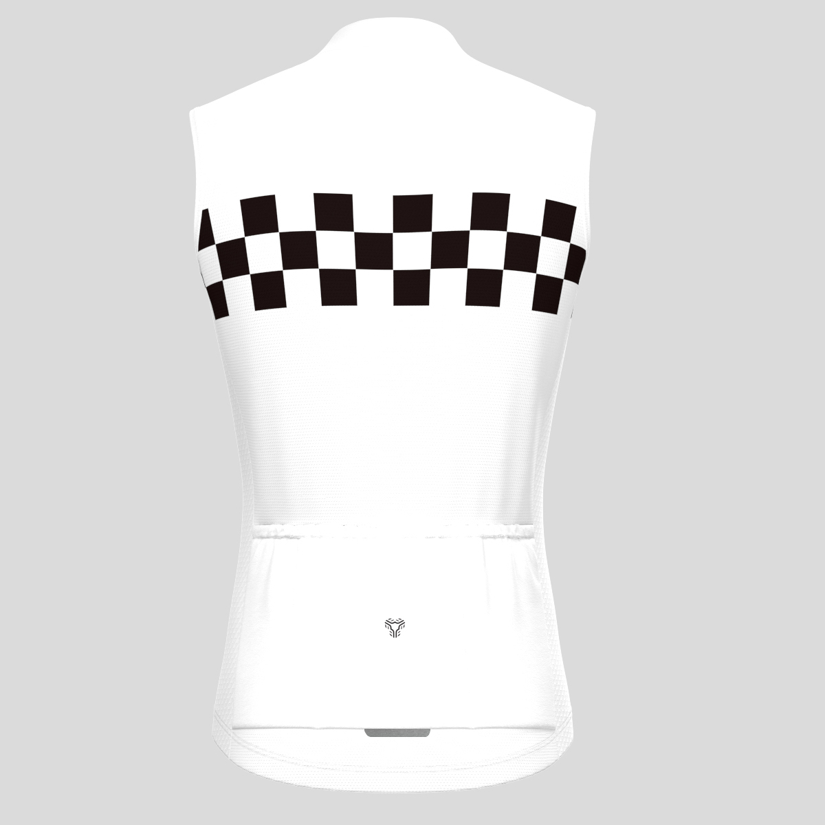 Men's Checkered Flag Retro Sleeveless Cycling Jersey - White