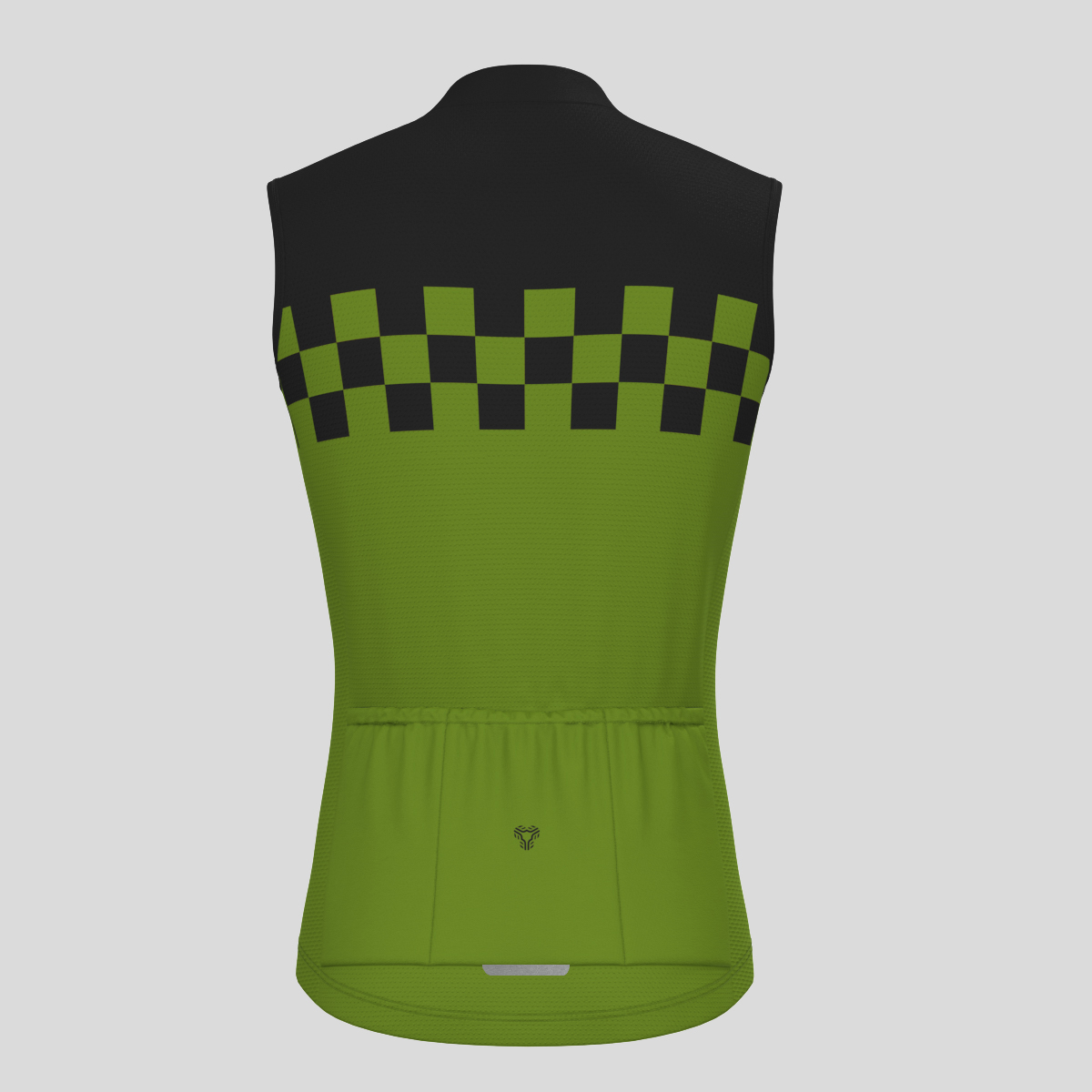 Men's Checkered Flag Sleeveless Cycling Jersey - Forest