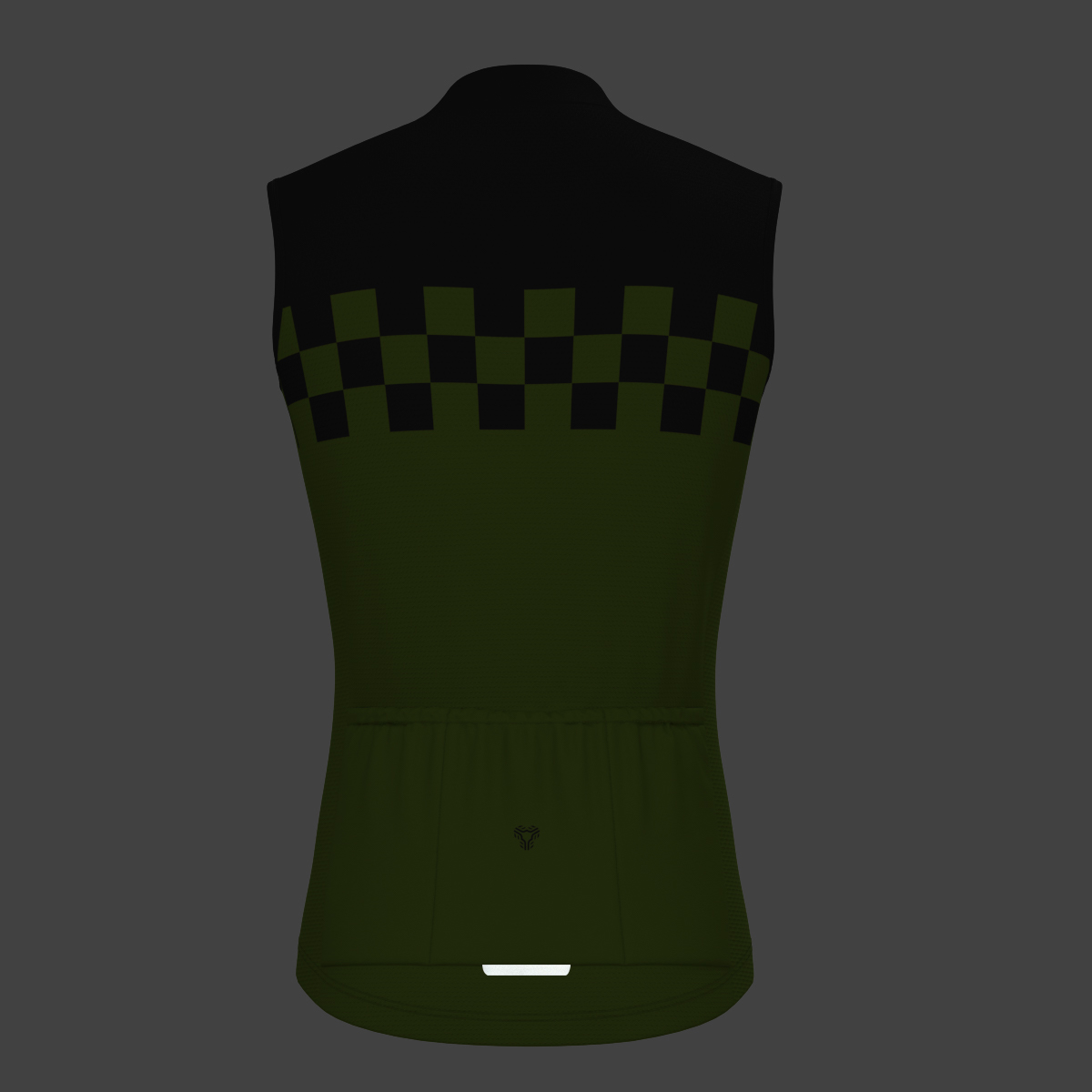 Men's Checkered Flag Sleeveless Cycling Jersey - Forest