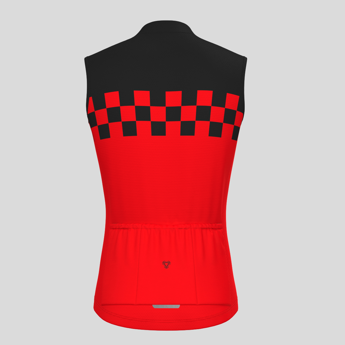 Men's Checkered Flag Sleeveless Cycling Jersey - Red