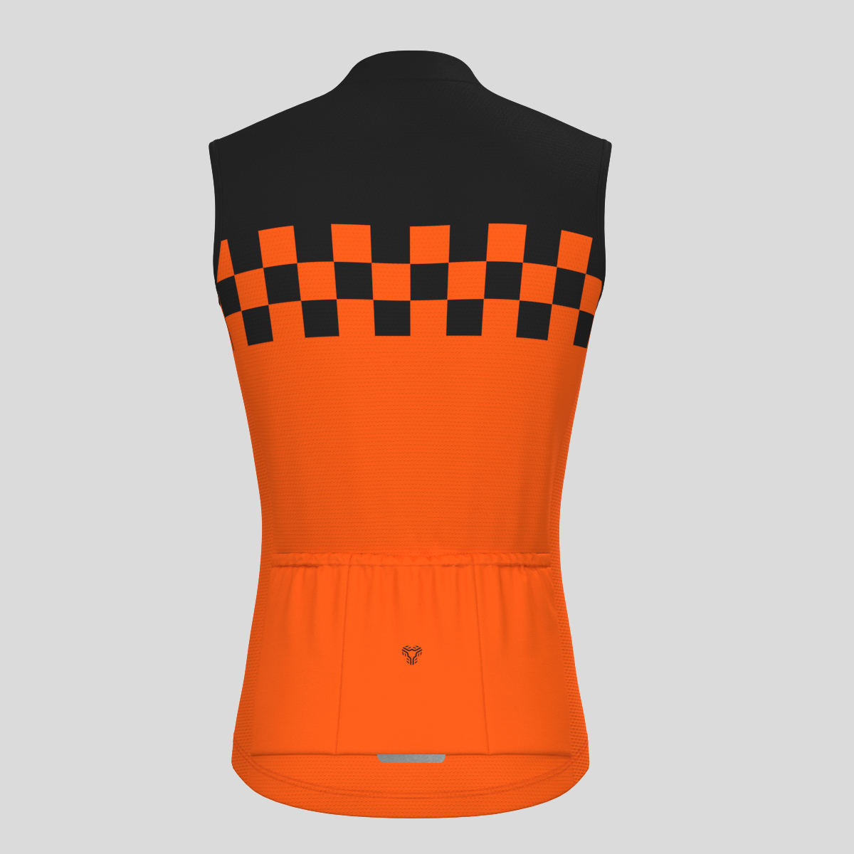 Men's Checkered Flag Sleeveless Cycling Jersey - Tangerine