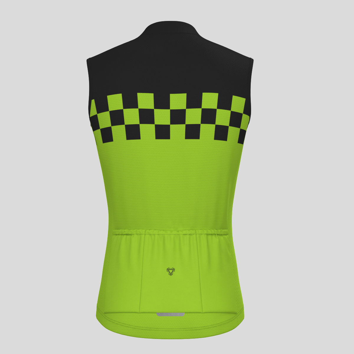 Men's Checkered Flag Sleeveless Cycling Jersey - Wasabi 