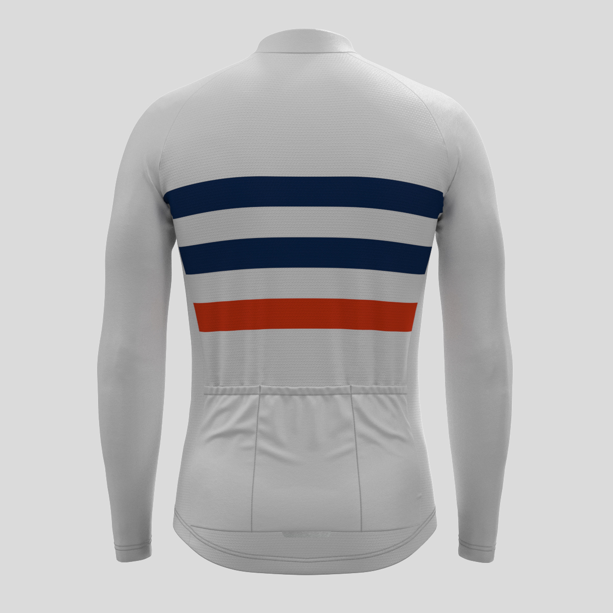 Men's Classic Stripes LS Cycling Jersey - White/Navy/Red