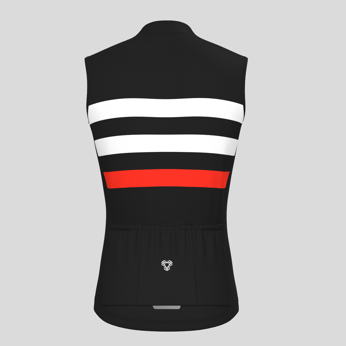 Men's Classic Stripes Sleeveless Cycling Jersey - Black/White/Red
