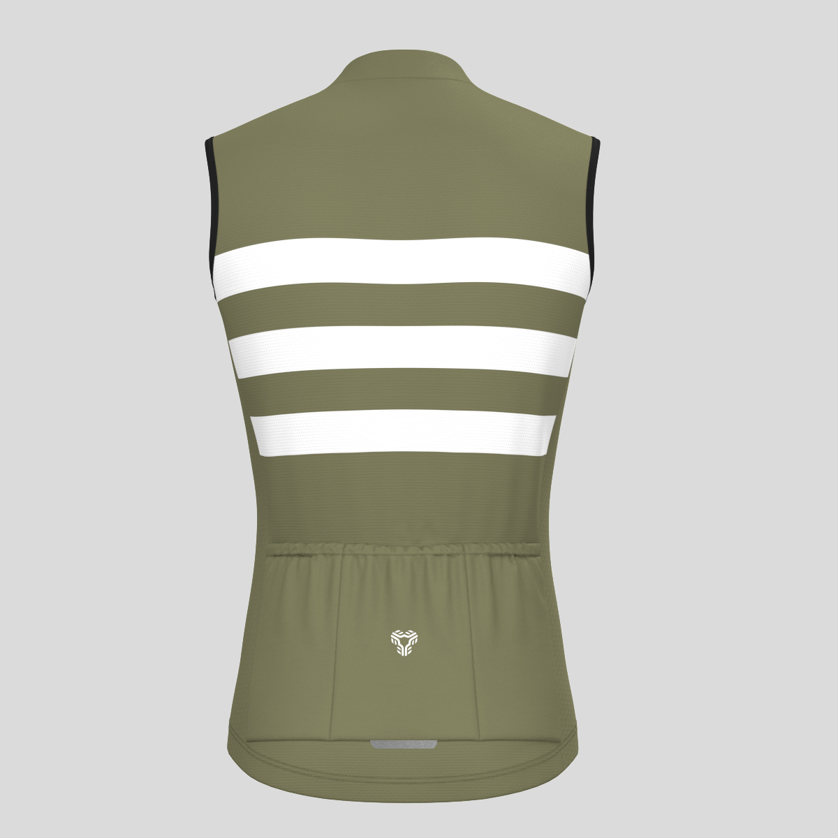 Men's Classic Stripes Sleeveless Cycling Jersey - Olive
