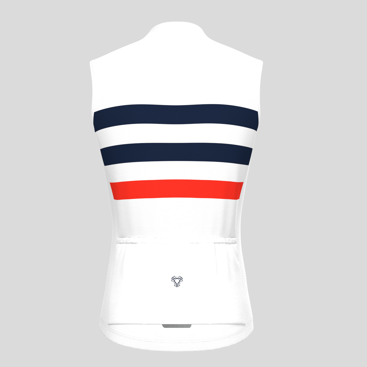 Men's Classic Stripes Sleeveless Cycling Jersey - White/Navy/Red