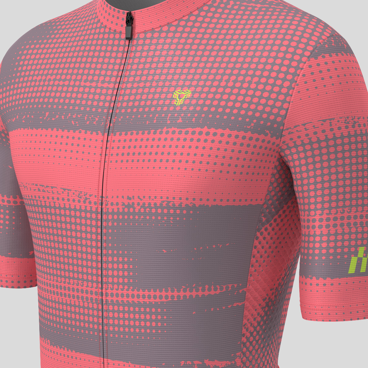 Men's Dotted Streak Cycling Jersey - Red/Gray