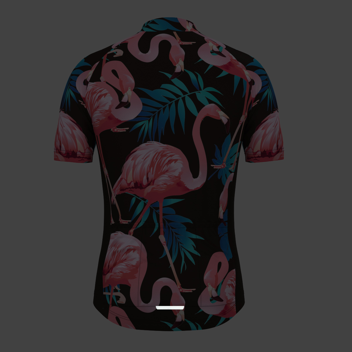 Men's Flamingo & Tropical Print Cycling Jersey - Black