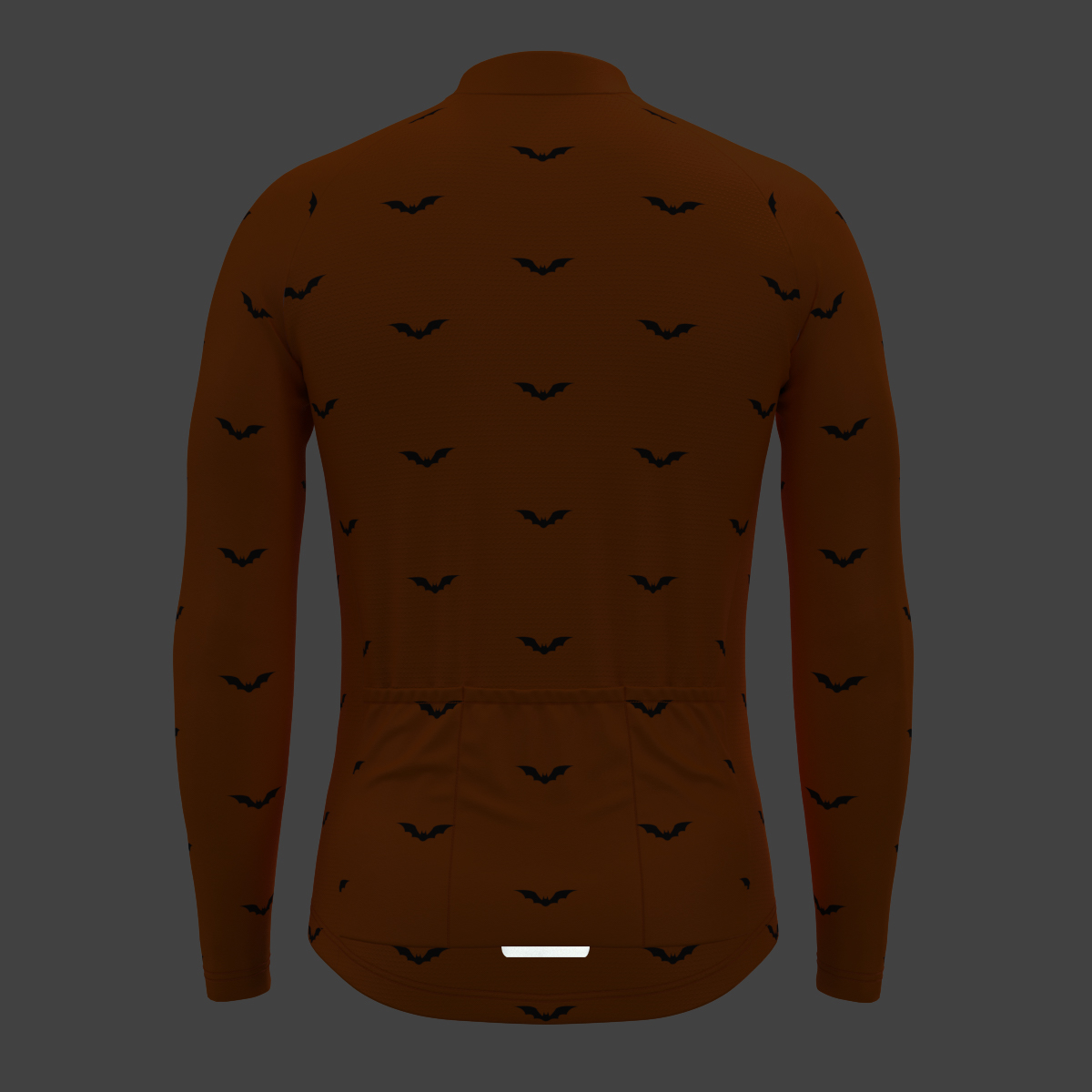 Men's Halloween Bat Pumpkin LS Cycling Jersey