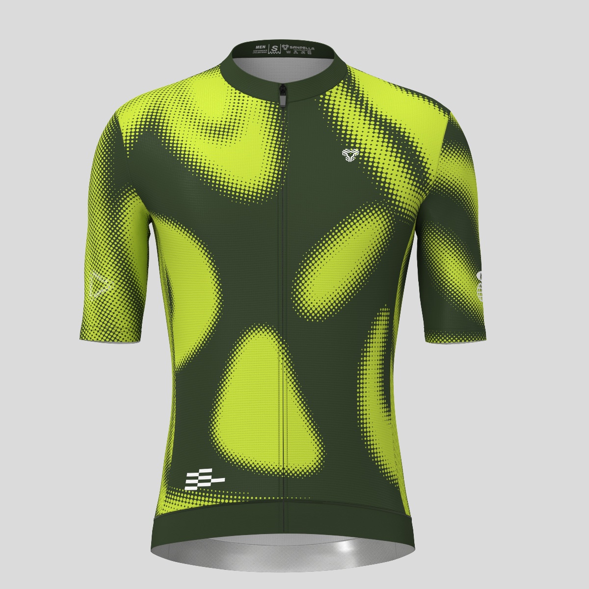 Men's Motivate Gradient dots Cycling jersey - Dark Green/Lime