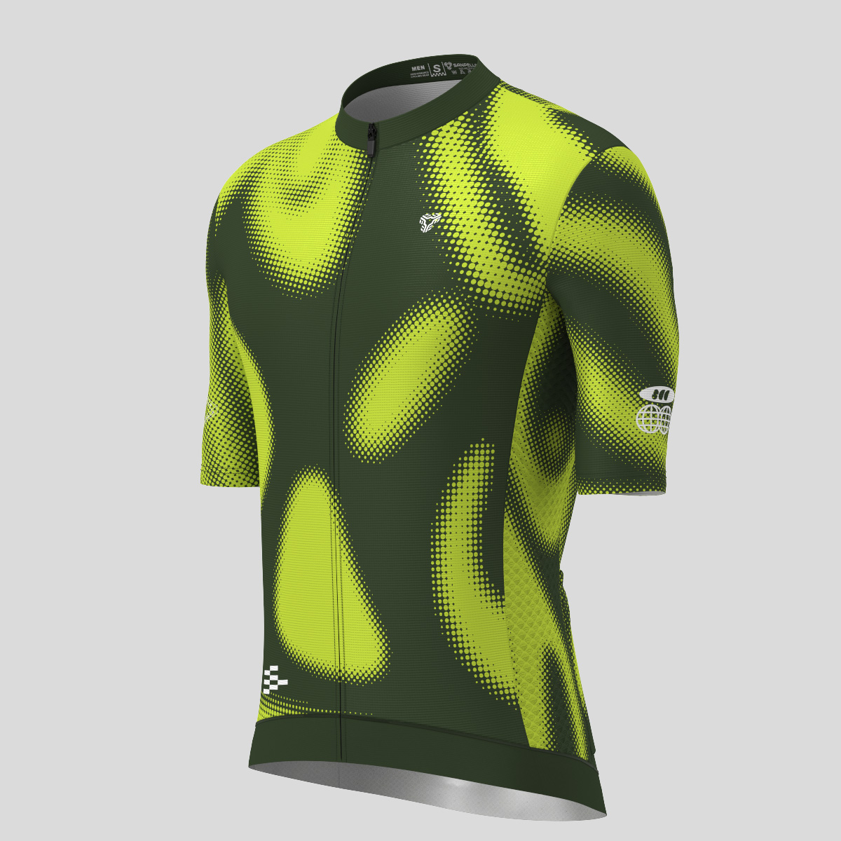 Men's Motivate Gradient dots Cycling jersey - Dark Green/Lime