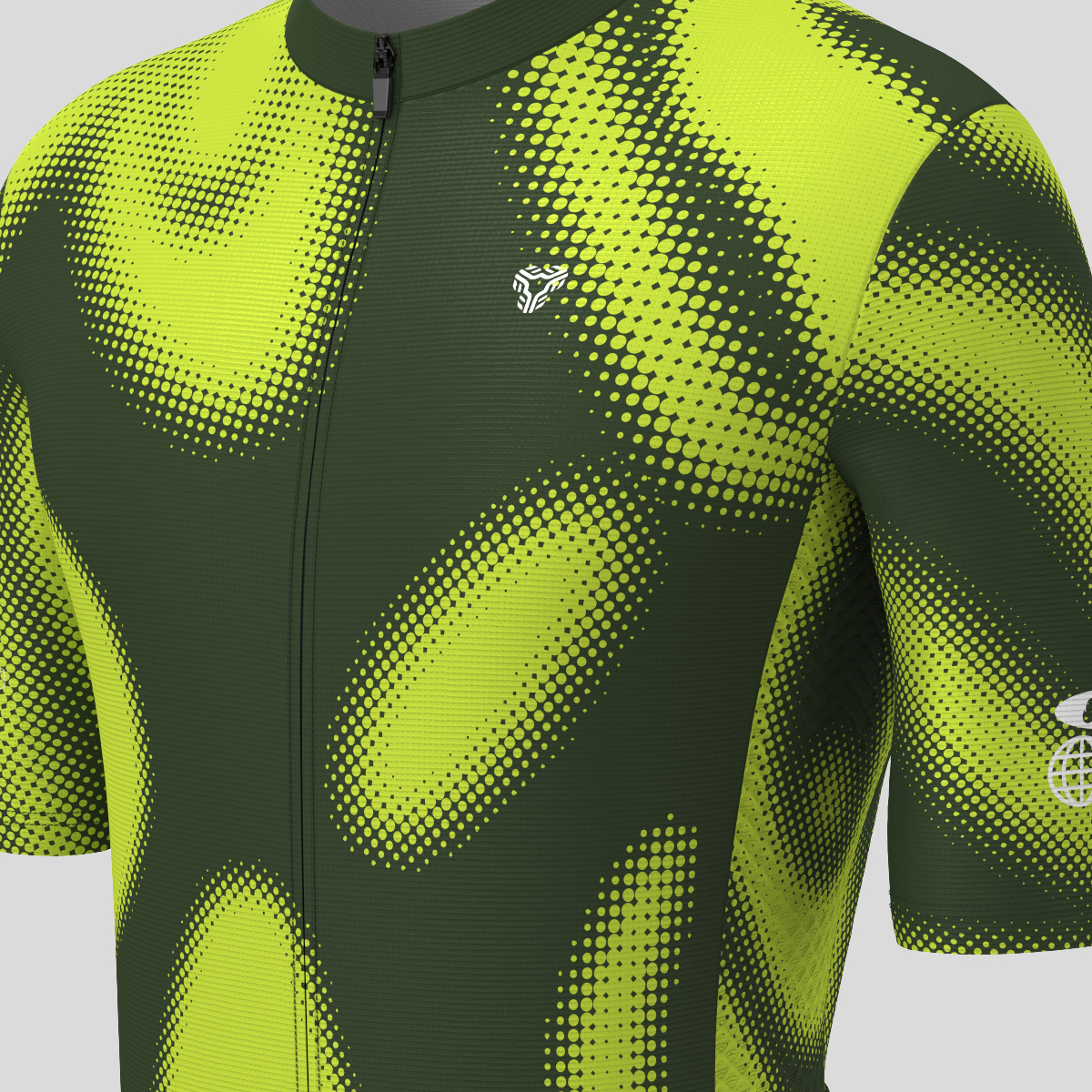 Men's Motivate Gradient dots Cycling jersey - Dark Green/Lime
