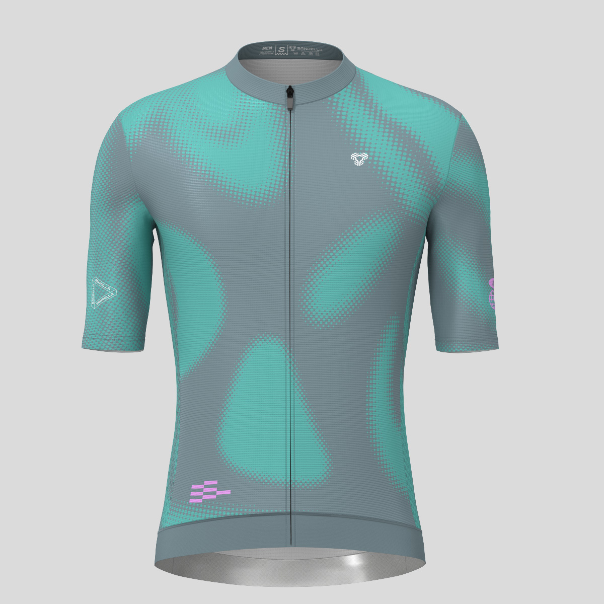 Men's Motivate Gradient dots Cycling jersey - Gray/Blue Green