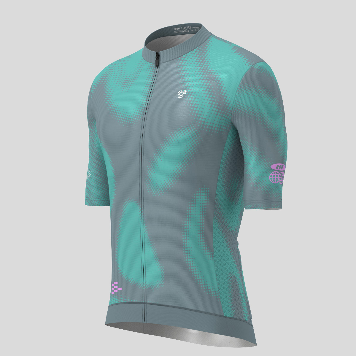 Men's Motivate Gradient dots Cycling jersey - Gray/Blue Green