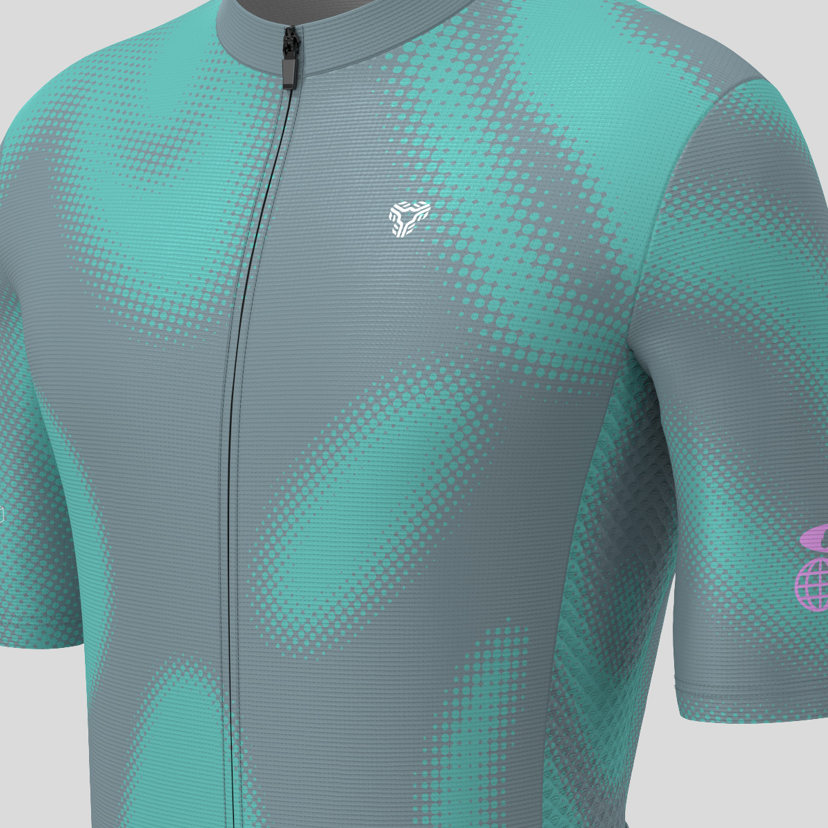 Men's Motivate Gradient dots Cycling jersey - Gray/Blue Green