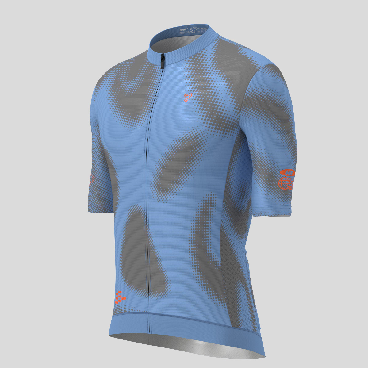 Men's Motivate Gradient dots Cycling jersey - Gray Blue/Tangerine