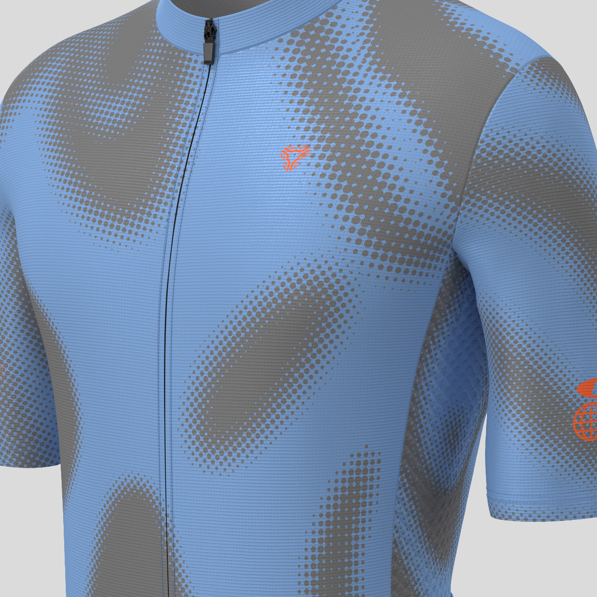 Men's Motivate Gradient dots Cycling jersey - Gray Blue/Tangerine