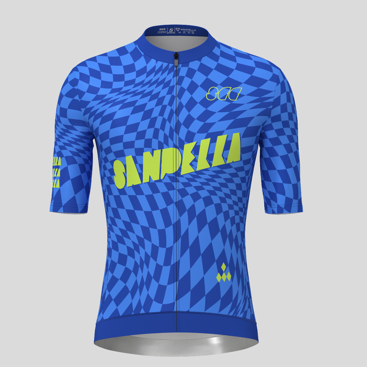 Men's Motivate Wavy checkered Cycling Jersey - Azure Blue