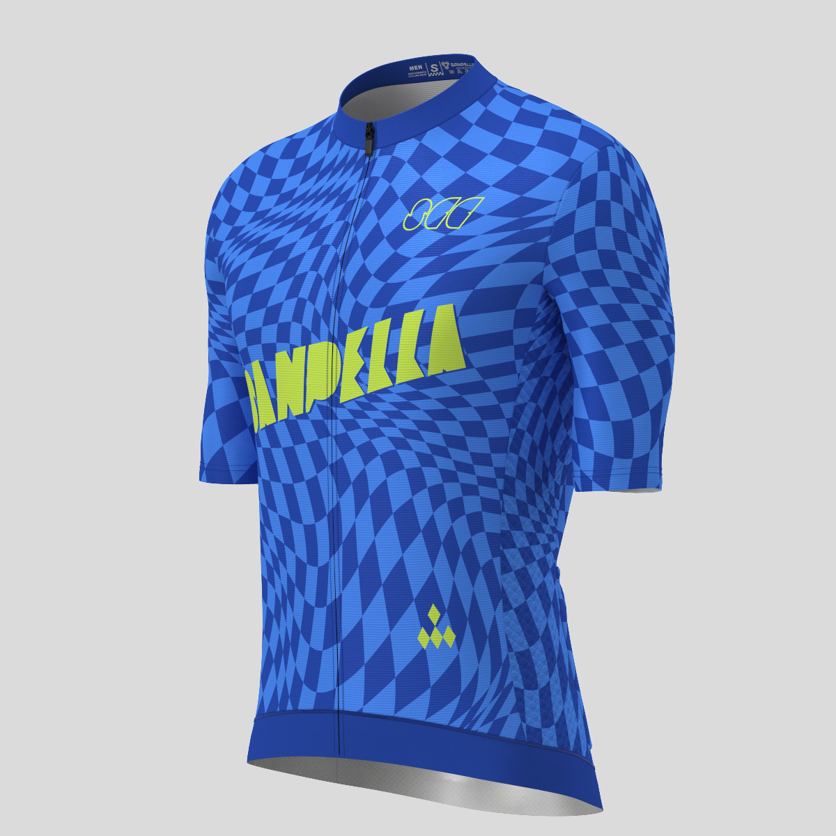Men's Motivate Wavy checkered Cycling Jersey - Azure Blue