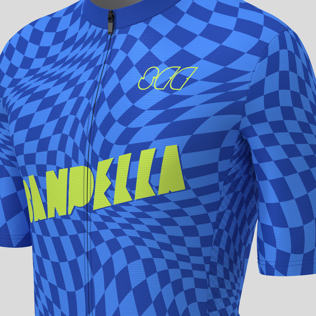 Men's Motivate Wavy checkered Cycling Jersey - Azure Blue