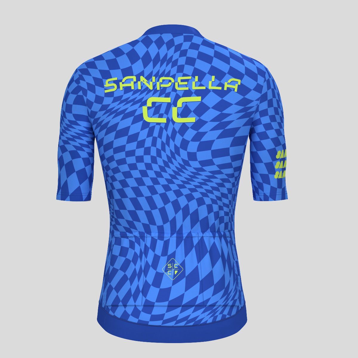 Men's Motivate Wavy checkered Cycling Jersey - Azure Blue