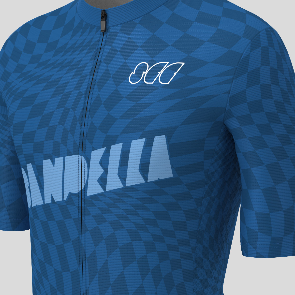 Men's Motivate Wavy checkered Cycling Jersey - Blue