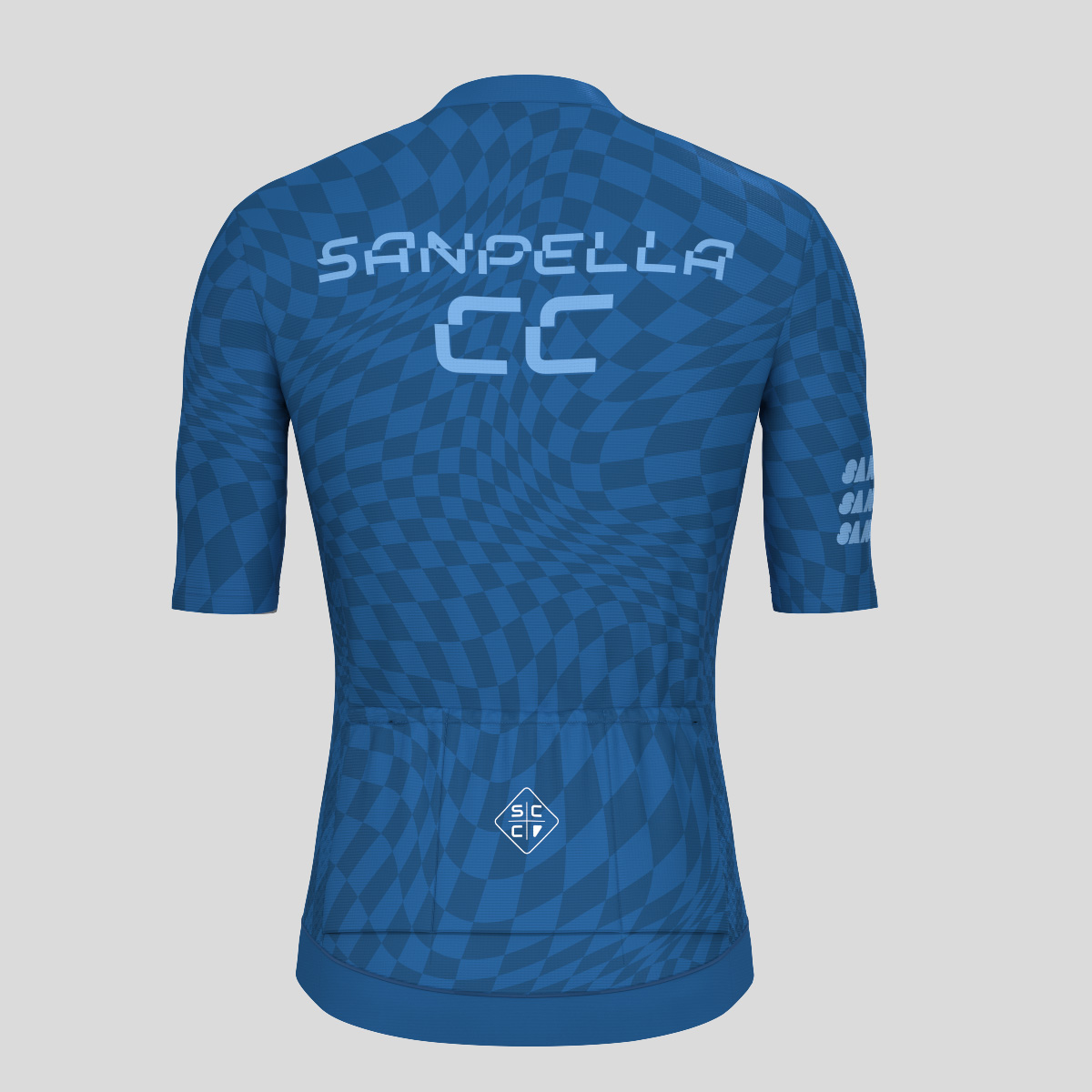 Men's Motivate Wavy checkered Cycling Jersey - Blue