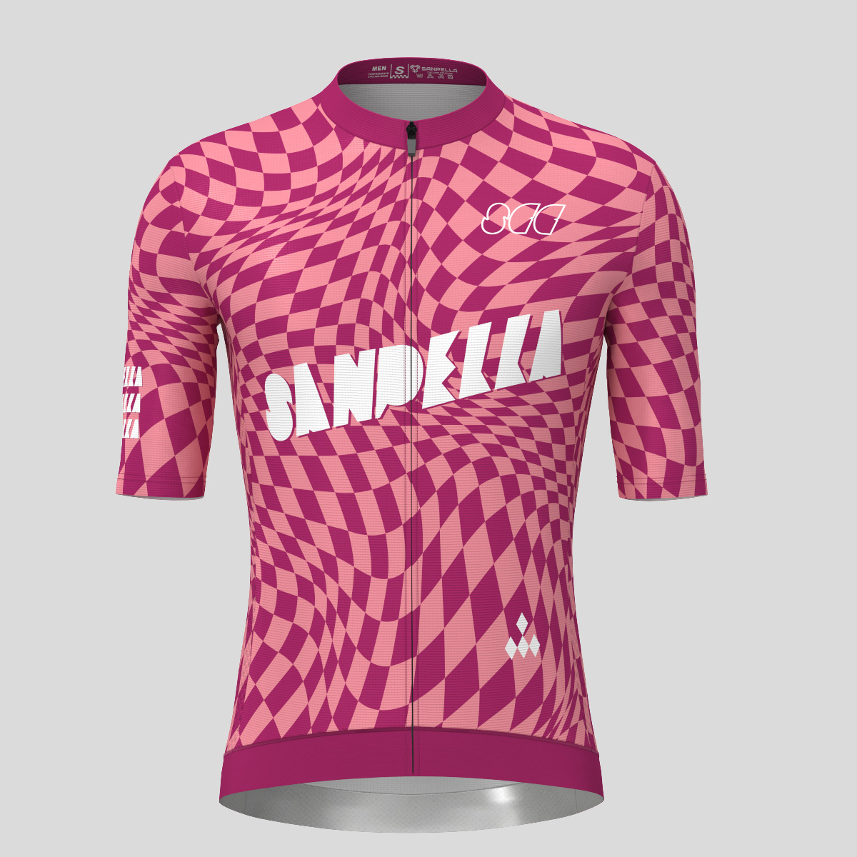 Men's Motivate Wavy checkered Cycling Jersey - Burgundy