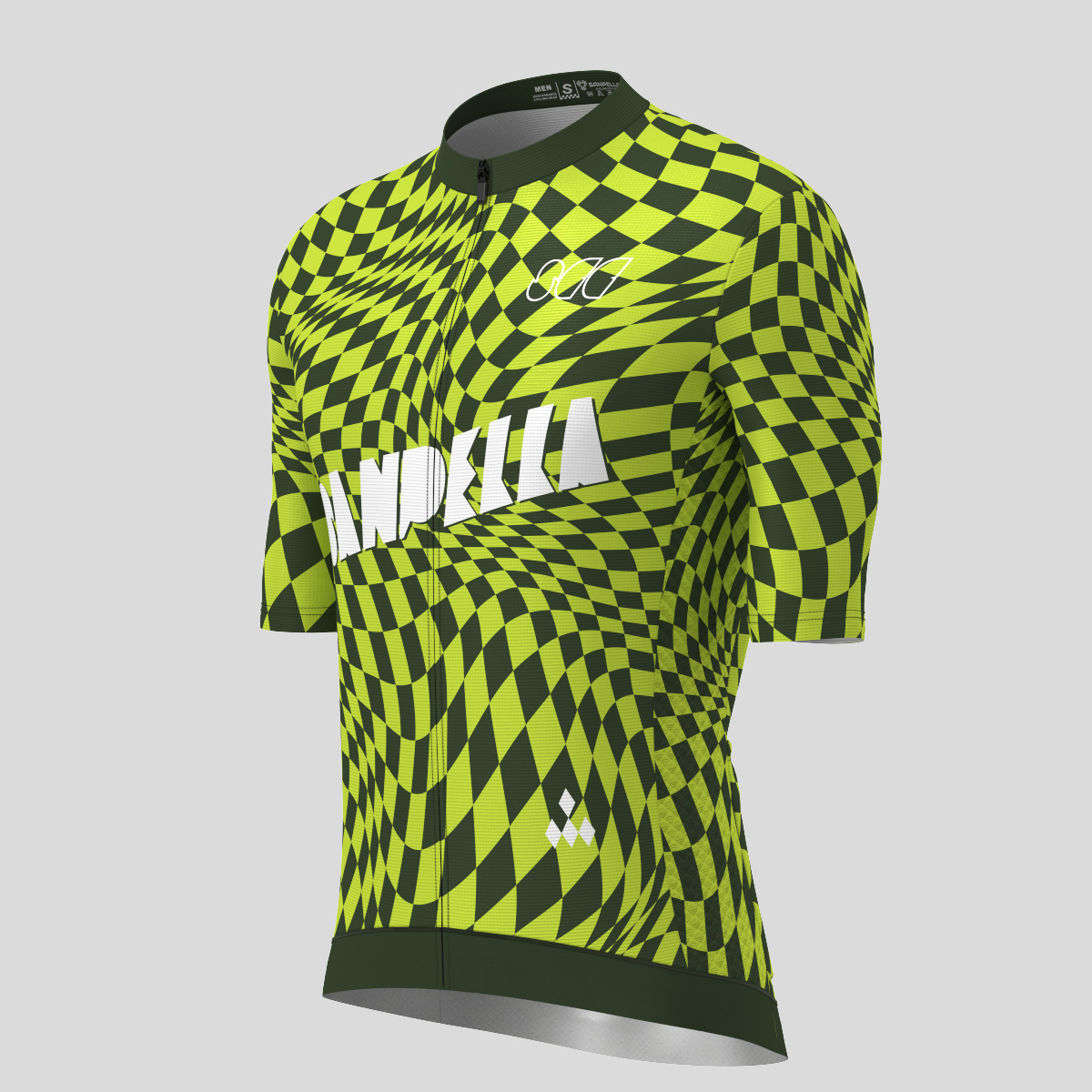 Men's Motivate Wavy checkered Cycling Jersey - Dark Green/Lime