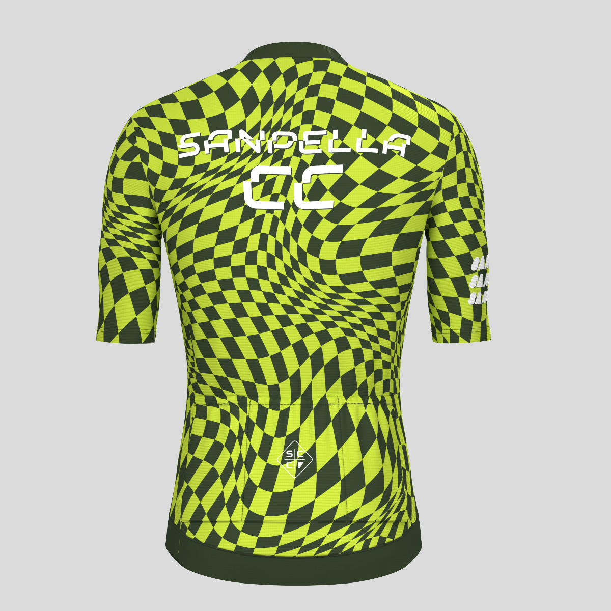 Men's Motivate Wavy checkered Cycling Jersey - Dark Green/Lime