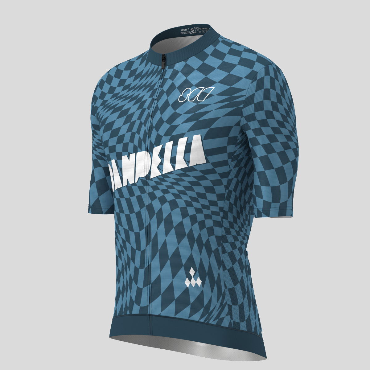 Men's Motivate Wavy checkered Cycling Jersey - Gray Blue