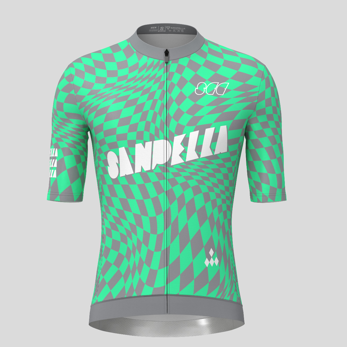 Men's Motivate Wavy checkered Cycling Jersey - Gray/Green