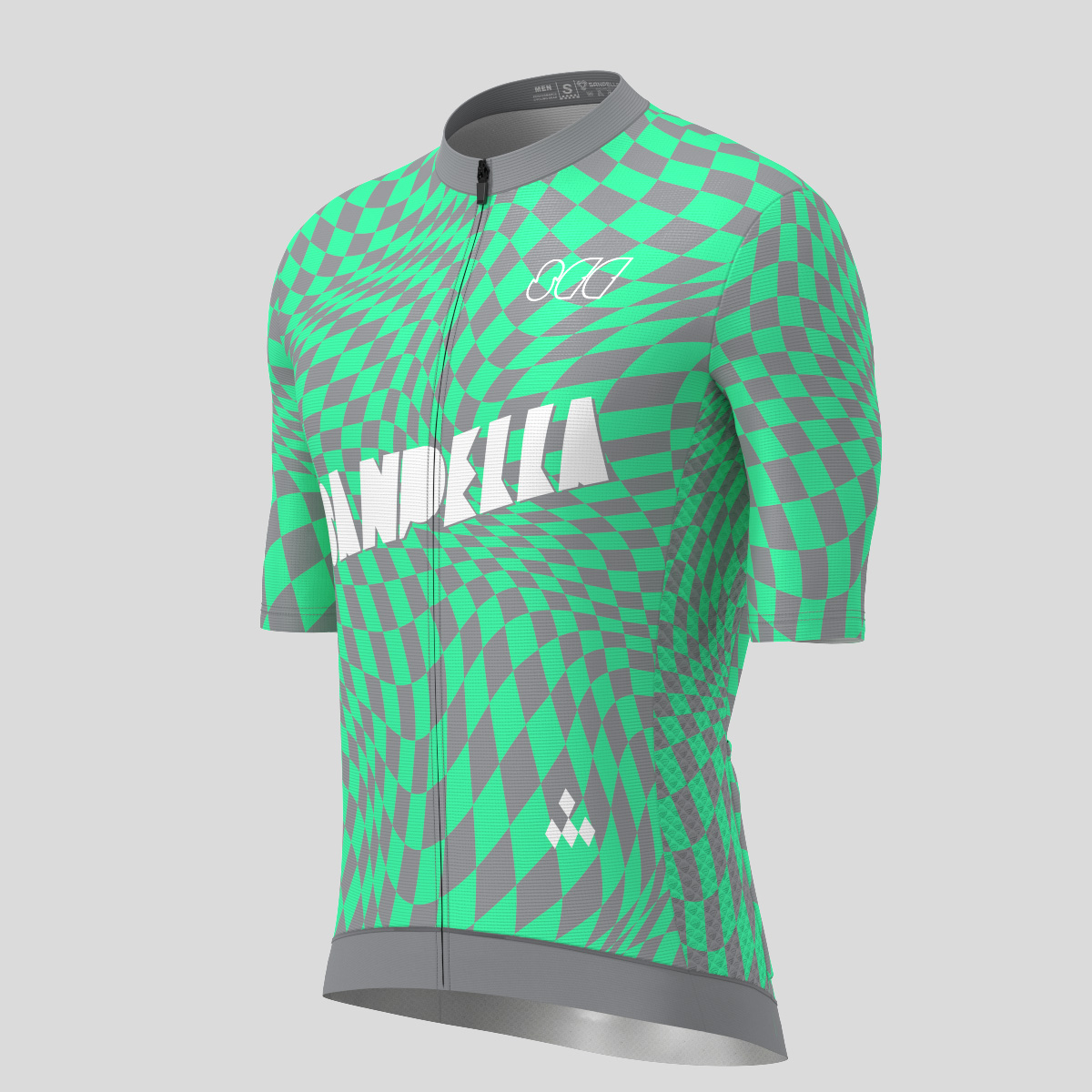 Men's Motivate Wavy checkered Cycling Jersey - Gray/Green