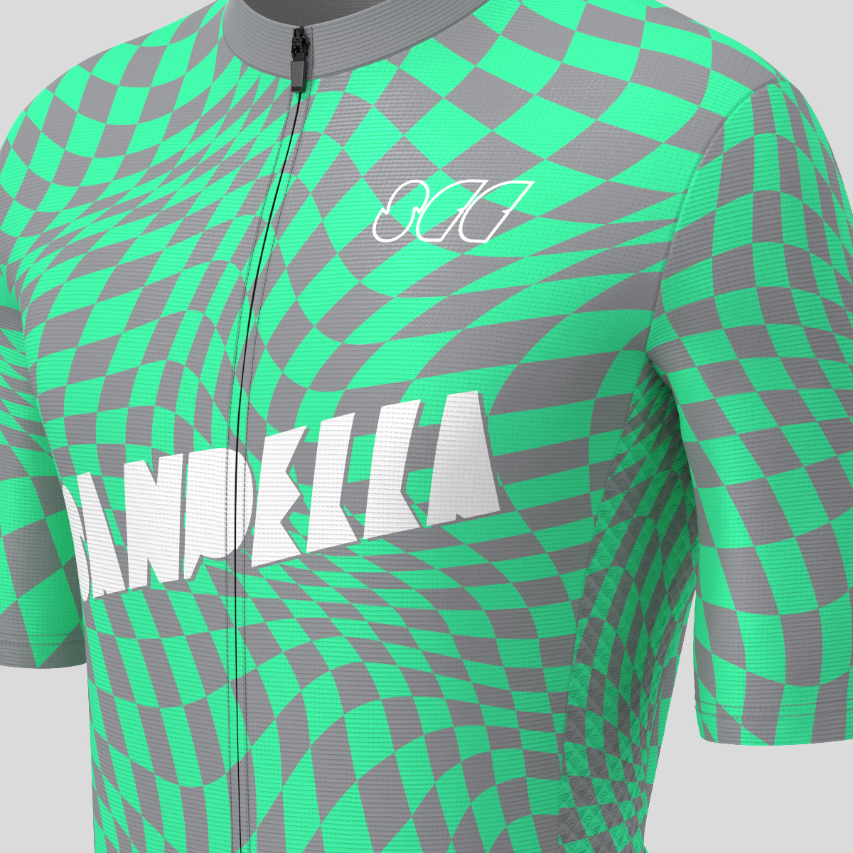Men's Motivate Wavy checkered Cycling Jersey - Gray/Green