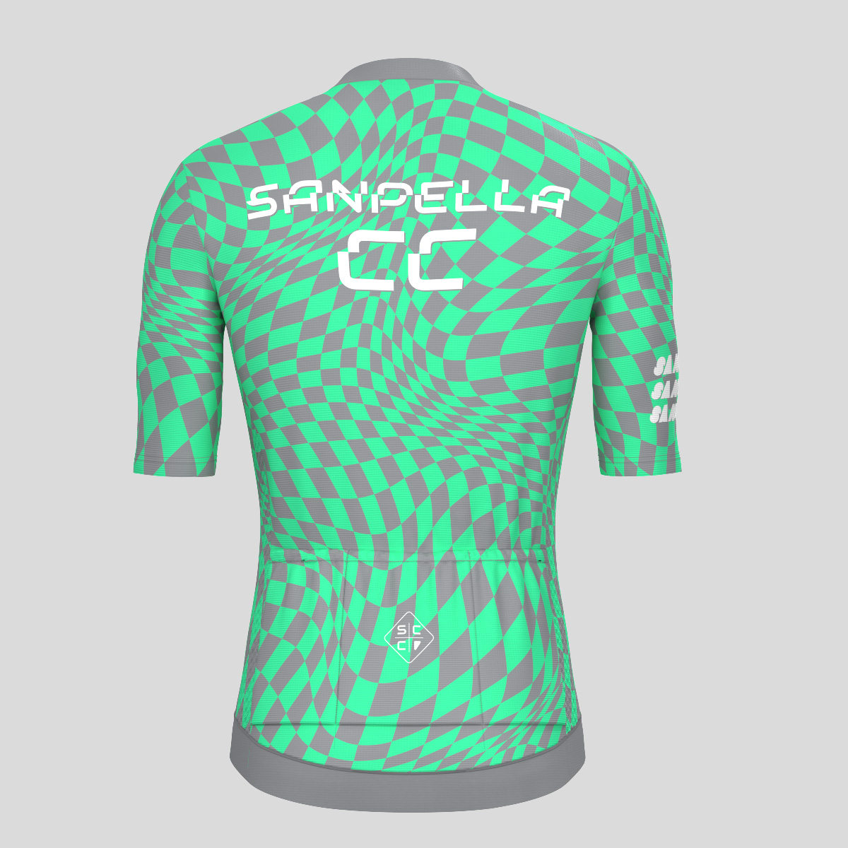 Men's Motivate Wavy checkered Cycling Jersey - Gray/Green