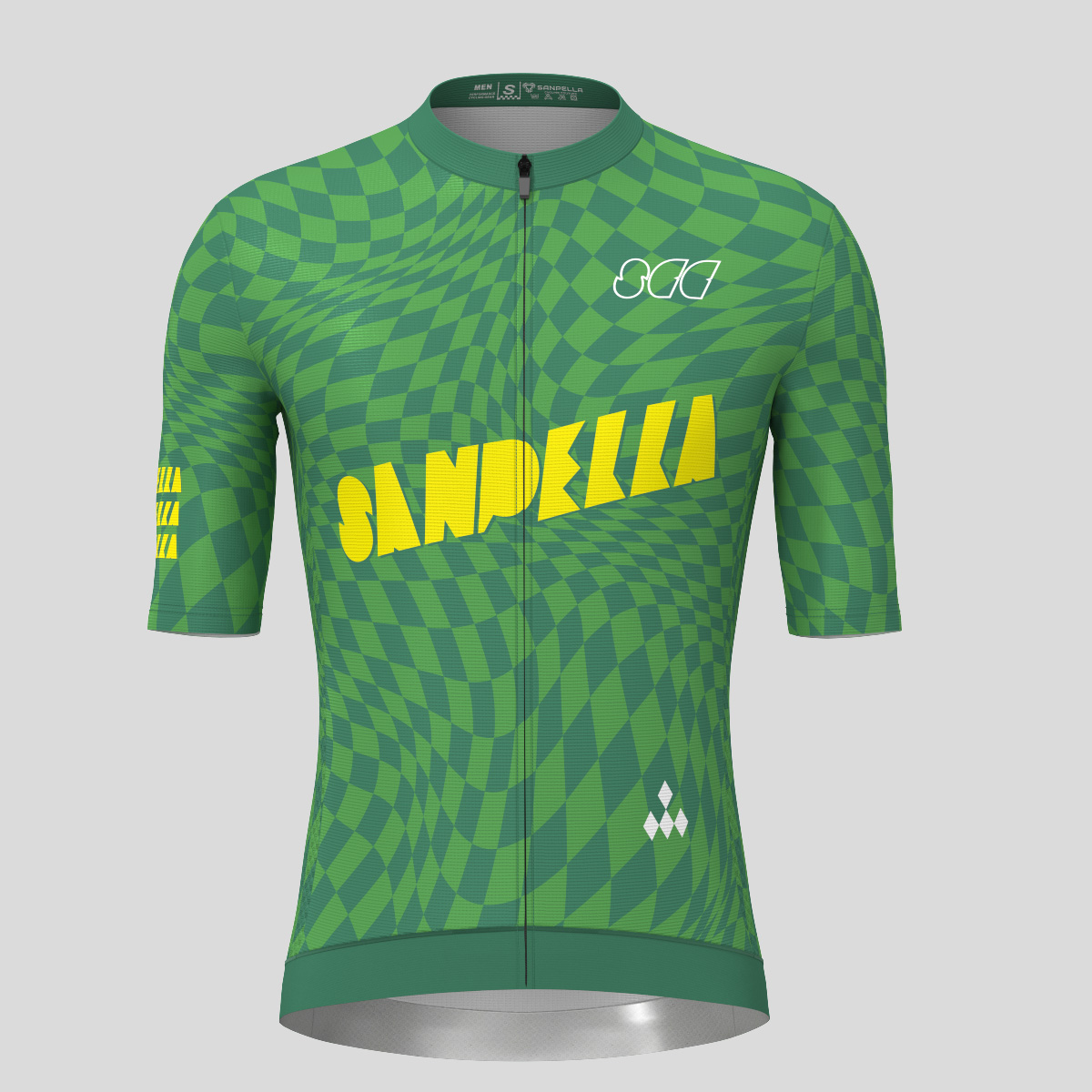 Men's Motivate Wavy checkered Cycling Jersey - Green/Yellow