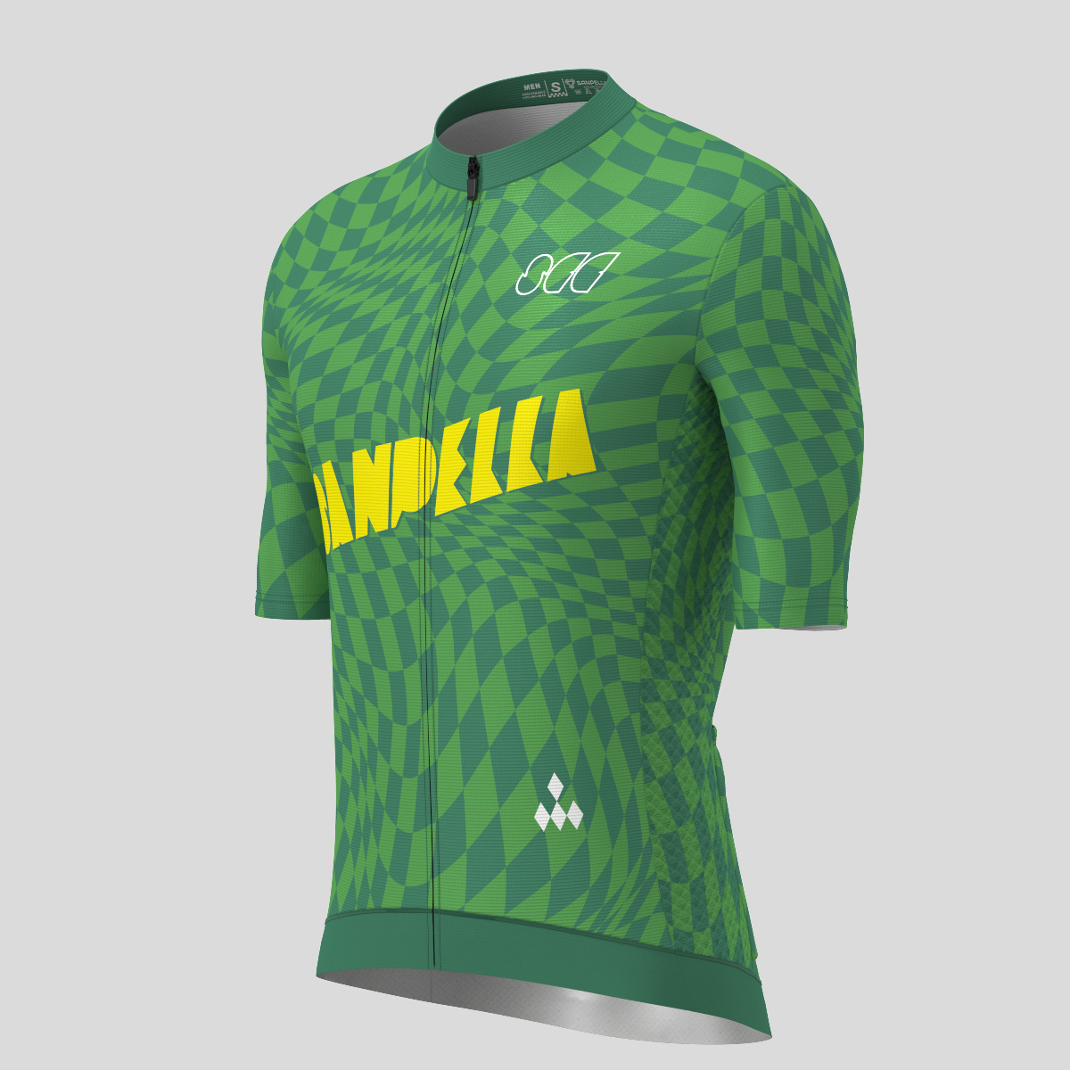 Men's Motivate Wavy checkered Cycling Jersey - Green/Yellow