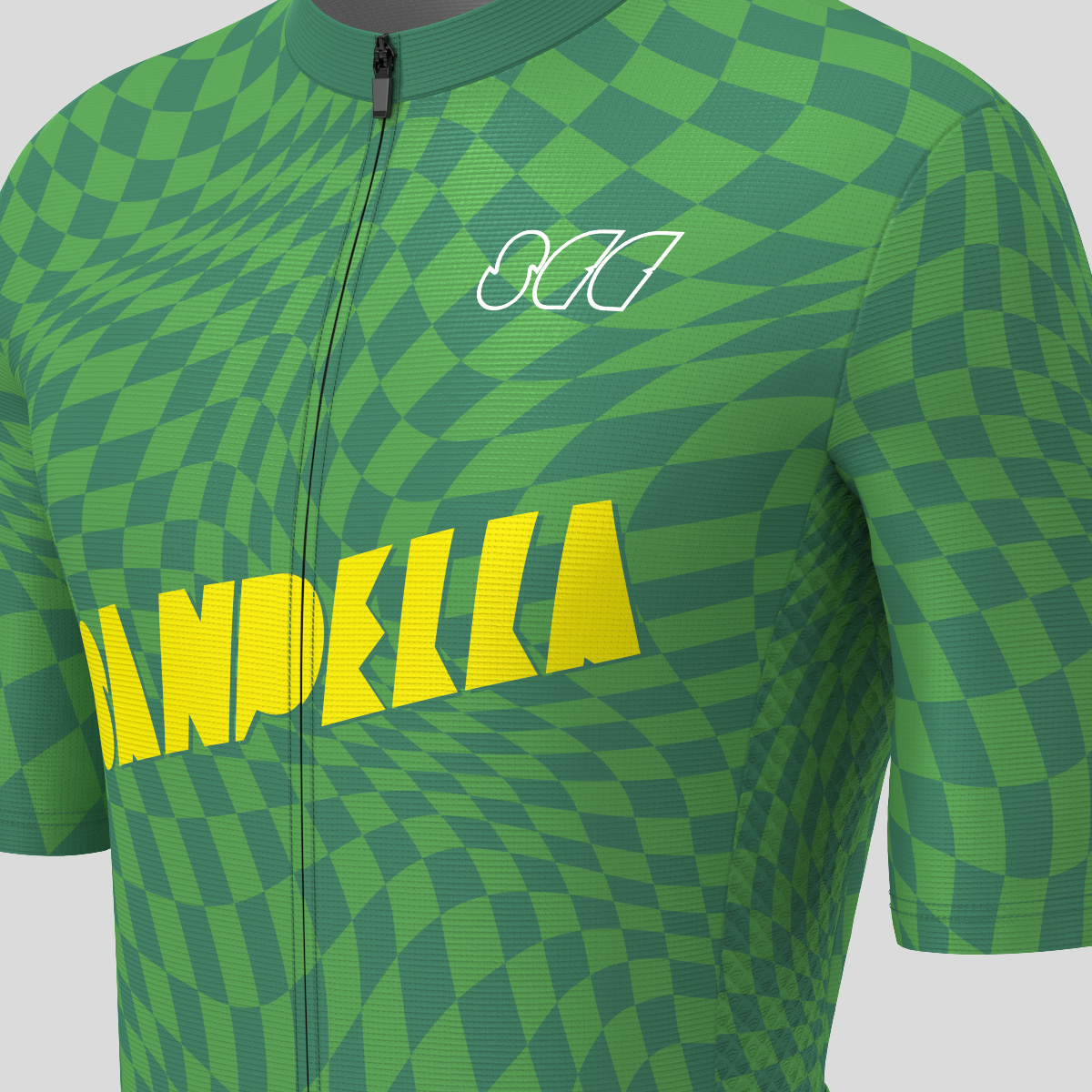 Men's Motivate Wavy checkered Cycling Jersey - Green/Yellow