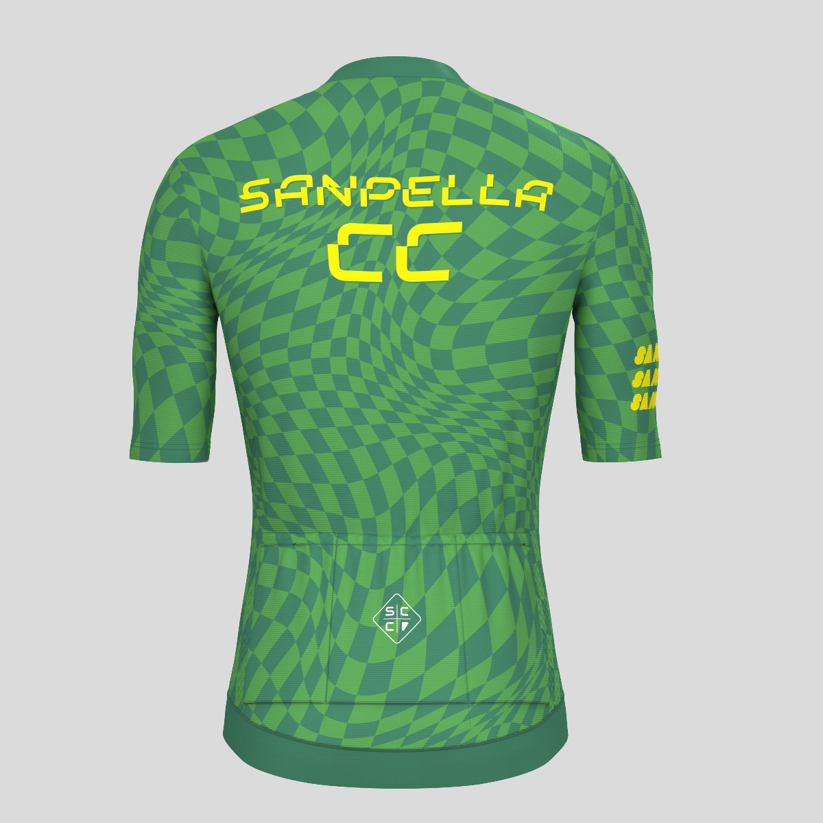 Men's Motivate Wavy checkered Cycling Jersey - Green/Yellow