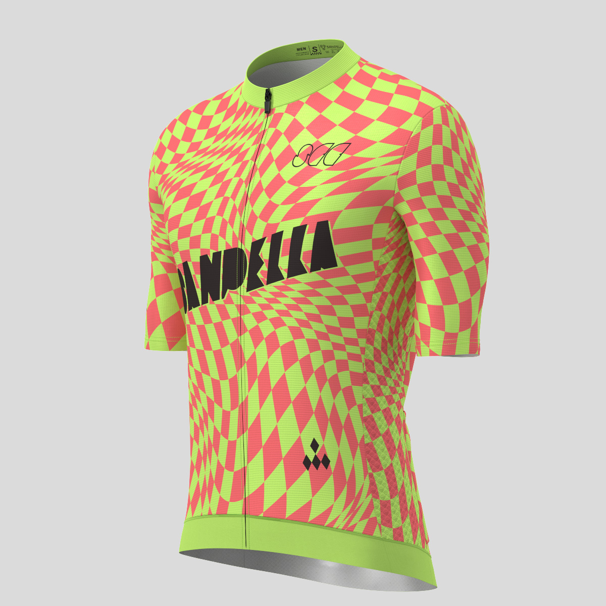 Men's Motivate Wavy checkered Cycling Jersey - Guava/Green