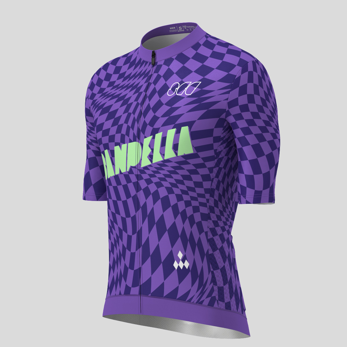 Men's Motivate Wavy checkered Cycling Jersey - Light Purple/Green