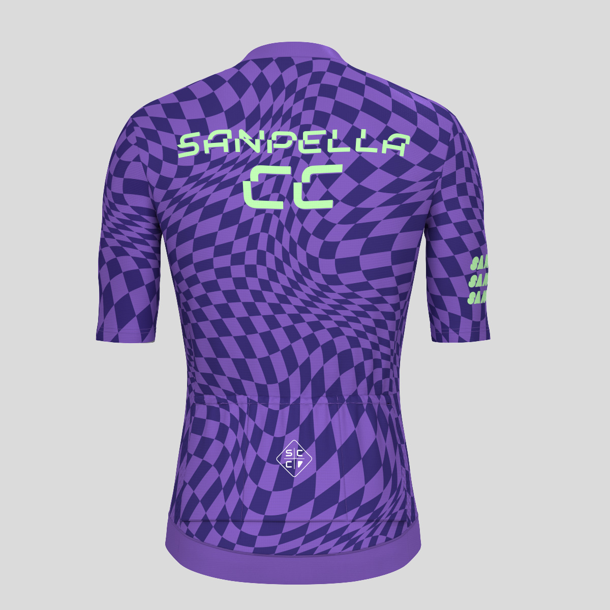 Men's Motivate Wavy checkered Cycling Jersey - Light Purple/Green
