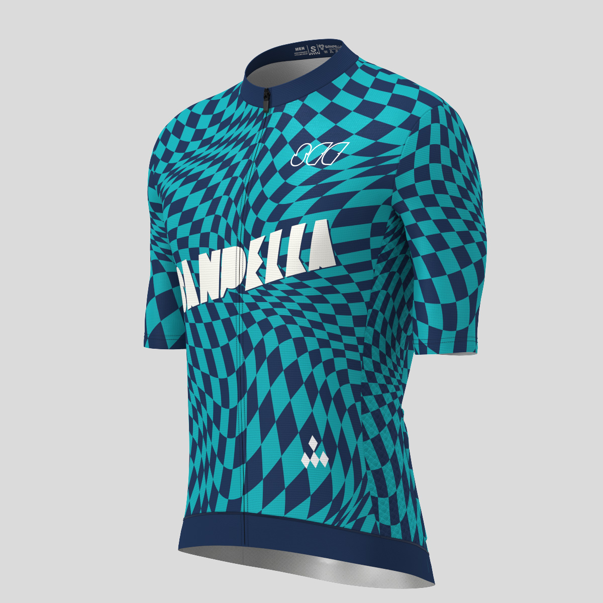 Men's Motivate Wavy checkered Cycling Jersey - Navy/Blue Green